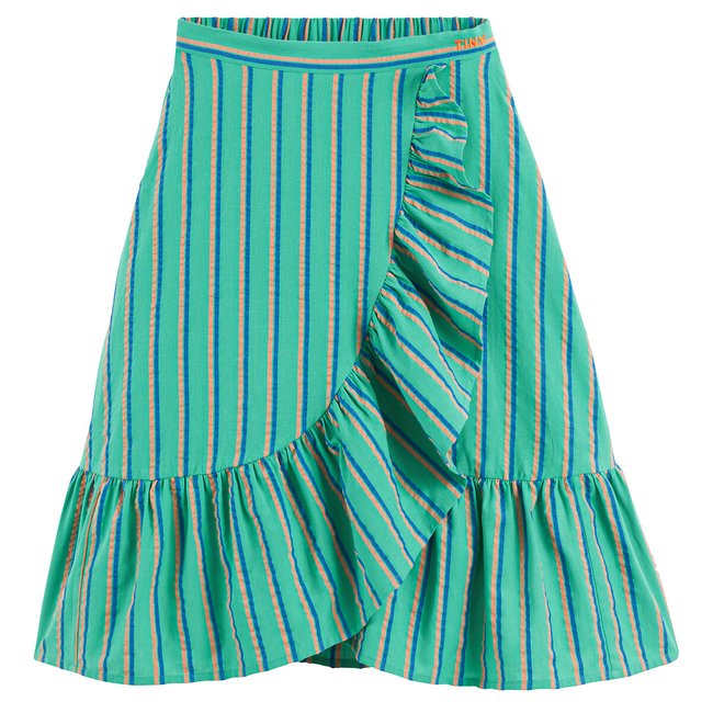 Jupe évasée à rayures vert <span itemprop=