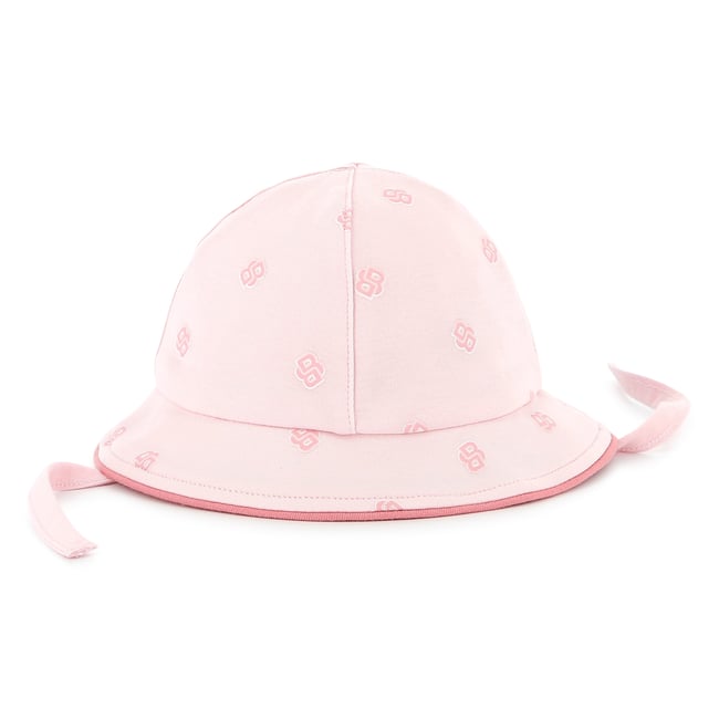 Chapeau en coton avec cordons baby pink <span itemprop=