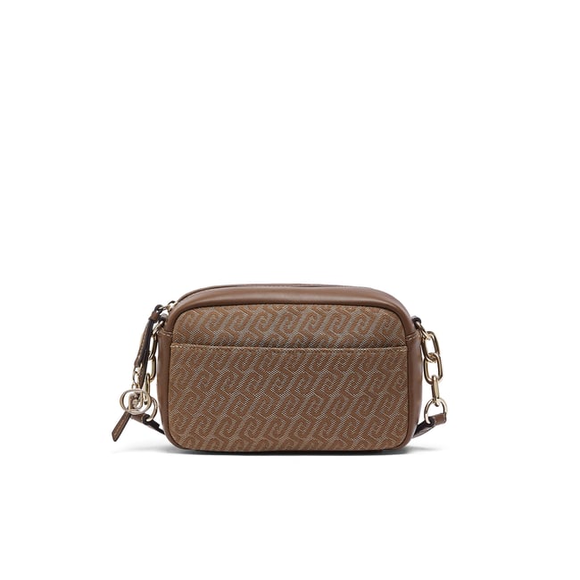 Sac bandoulière moyen en jacquard beige <span itemprop=