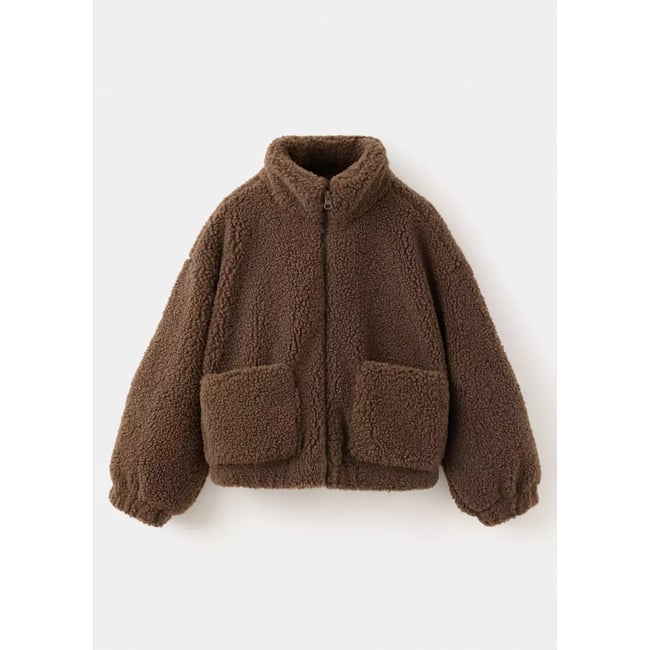 Manteau imitation mouton chocolat <span itemprop=