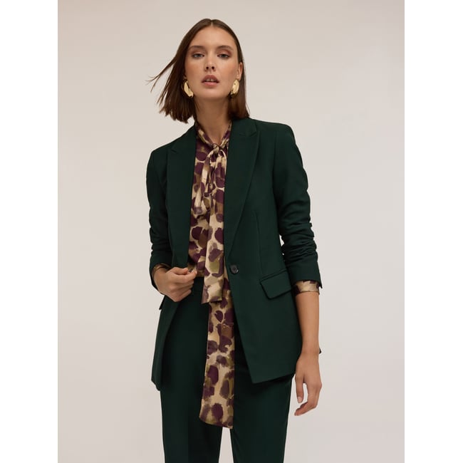 Blazer à simple boutonnage en mélange de viscose vert <span itemprop=