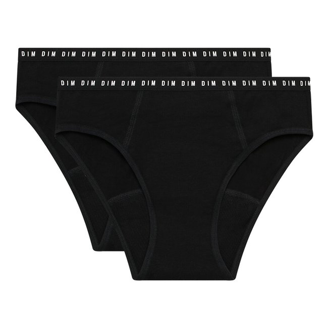 2er-Pack mittelstarke Menstruationsslips Junior schwarz <span itemprop=