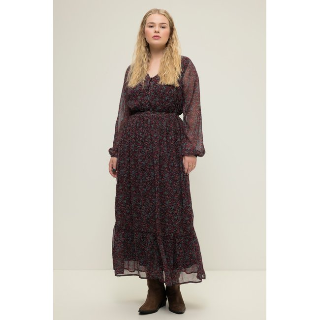 Robe maxi, coupe évasée, imprimé cachemire chianti <span itemprop=