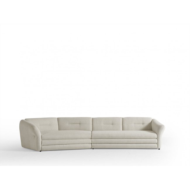 Canapé droit fixe 4 places en tissu chiné, MARBLE Couleur beige <span itemprop=