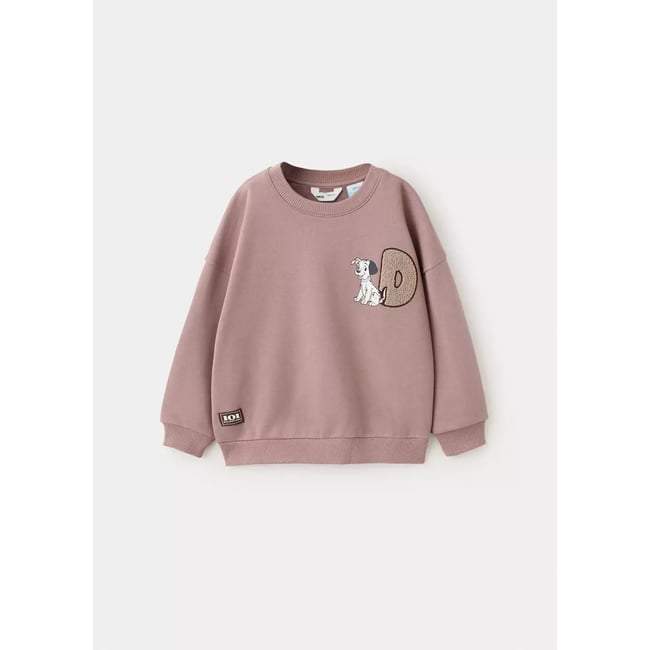 Sweat-shirt en coton 101 Dalmatiens rose pâle <span itemprop=