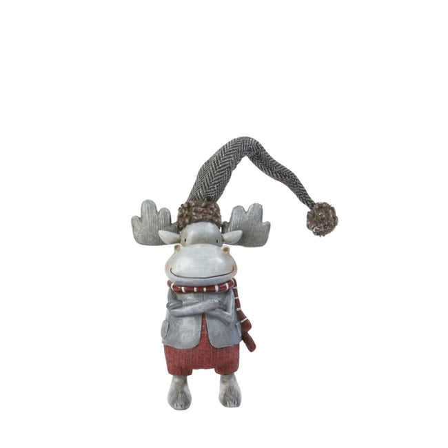 Figurine renne de noël décorative en résine H16 OLAF Couleur gris <span itemprop=