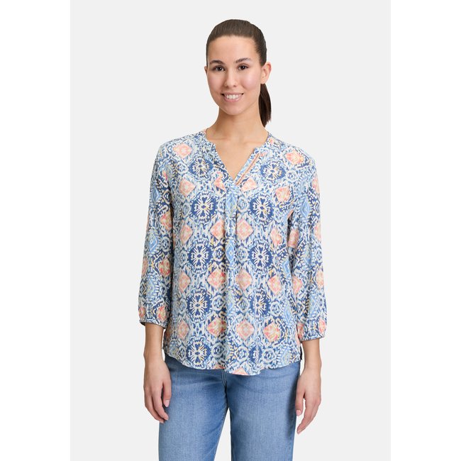 T-shirt façon blouse à motifs blue/rosé <span itemprop=