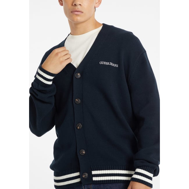 Cardigan Université Logo Brodé bleu <span itemprop=