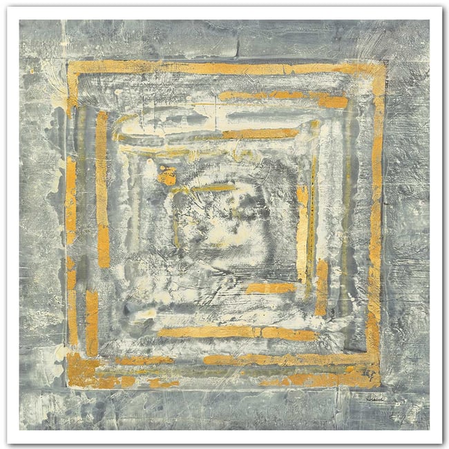 Affiche Abstrait d'or et de blanc - HEXOA