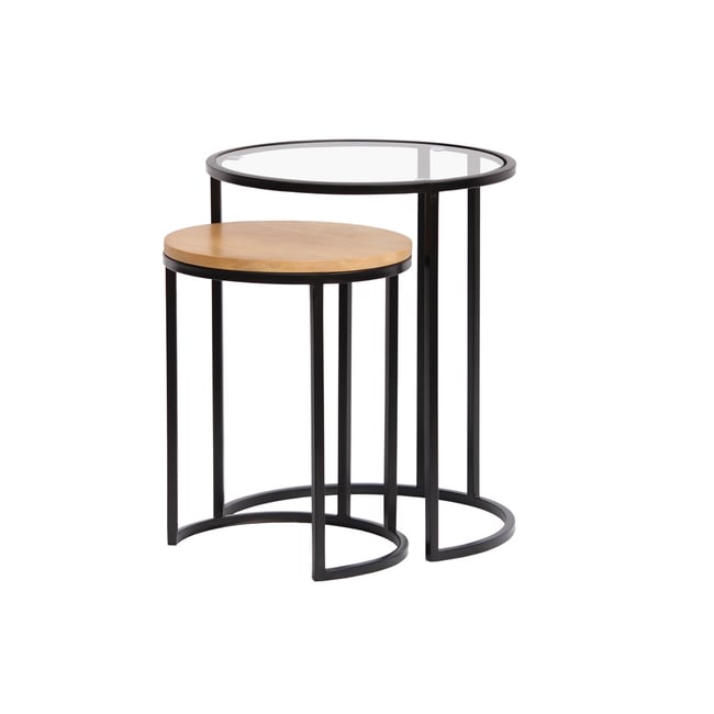 Tables d'appoint design gigognes (lot de 2) TAHL Couleur naturel <span itemprop=