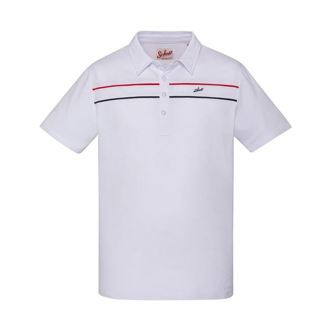 Jersey polo shirt with contrasting trim - SCHOTT