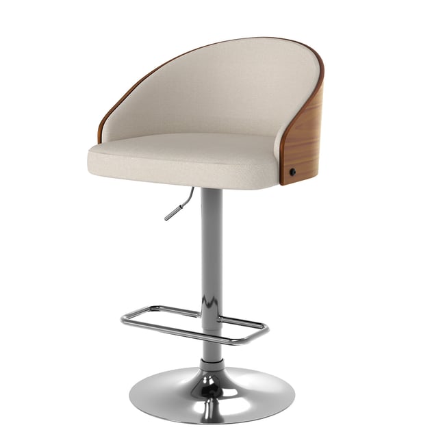 Chaise de bar réglable 63/84 cm en tissu - CARMELO Couleur beige <span itemprop=