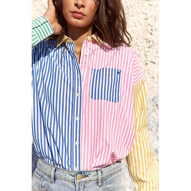 Chemisier, manches longues multicolore <span itemprop=