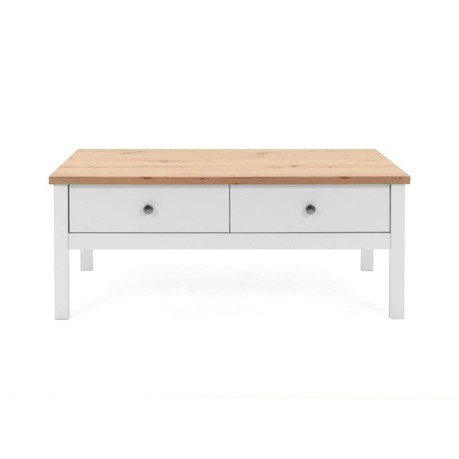 Table basse blanche 2 tiroirs VENZA Couleur blanc <span itemprop=