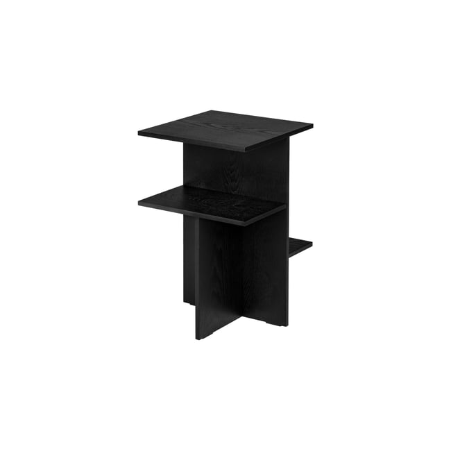 Table d'appoint avec étagères ATIK Couleur noir volcan - chêne <span itemprop=