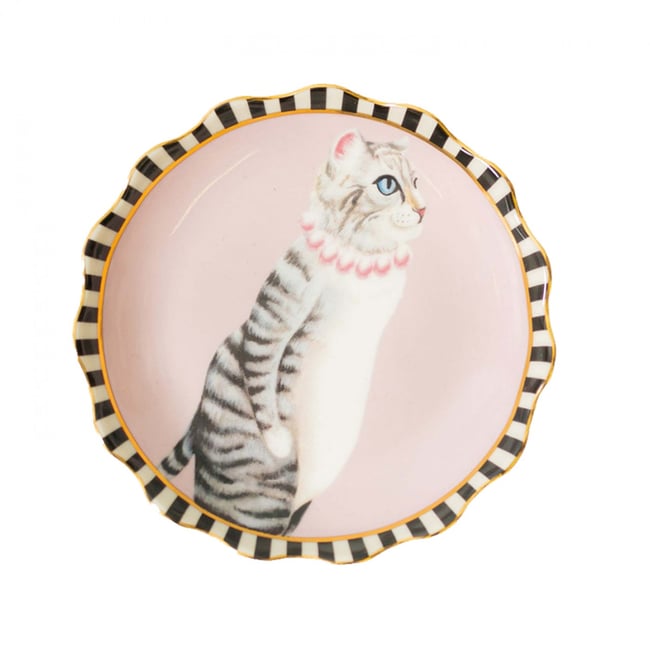 Petite assiette Chat Trinket Couleur v019845 <span itemprop=