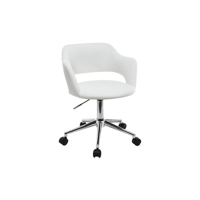 Chaise de bureau à roulettes design en tissu effet velours texturé beige et métal noir JESSY - MILIBOO