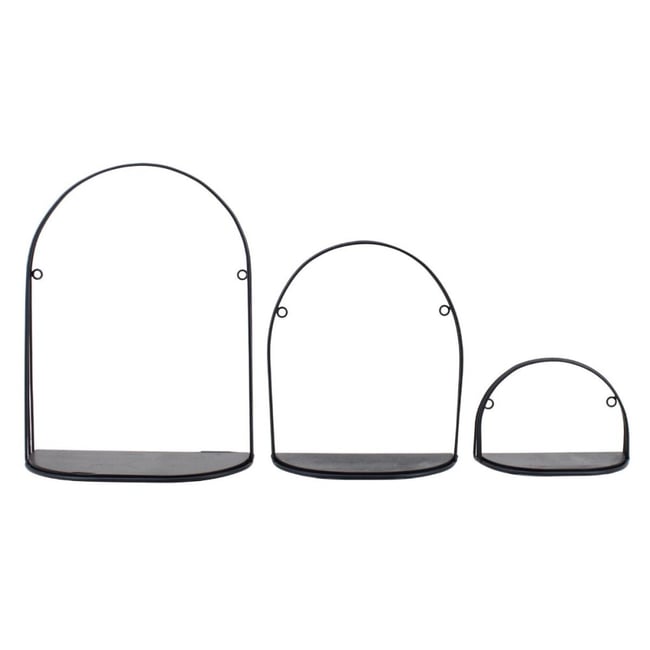 Set de 3 étagères murales en métal noir Couleur noir <span itemprop=
