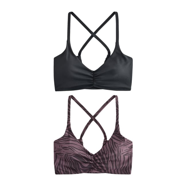 Brassière sport à bretelles au dos, lot de 2 noir/rose <span itemprop=