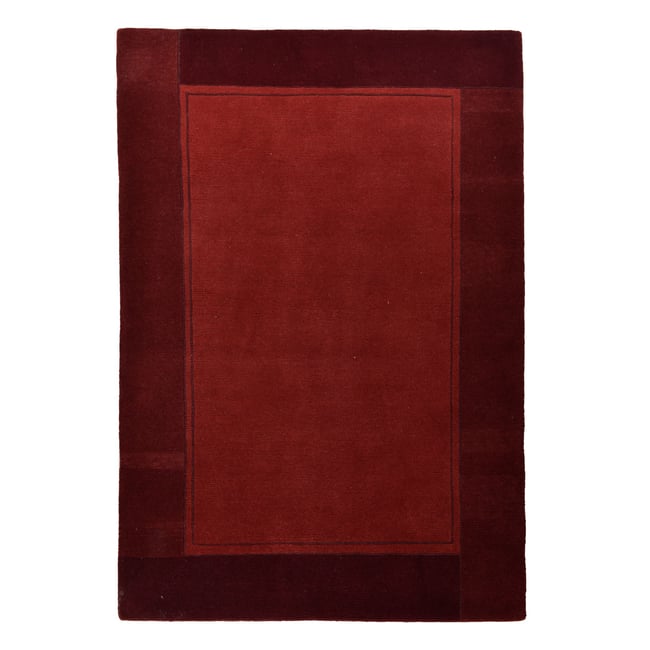 Tapis salon Gundaka noué main en laine Couleur rouge foncé <span itemprop=