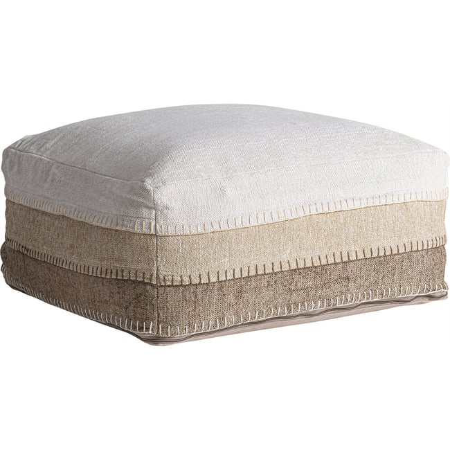 Pouf carré déhoussable en coton Couleur tons neutres beige et marron <span itemprop=