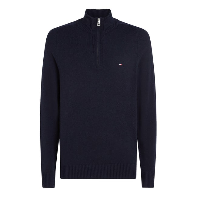 Maglione collo alto in lana di agnello blu marino TOMMY HILFIGER