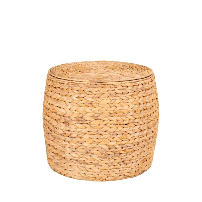Table d’appoint avec rangement en jacinthe d’eau ø43cm- DELIA Couleur naturel <span itemprop=