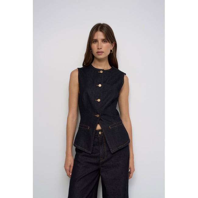 GILET EN DENIM bleu foncé <span itemprop=