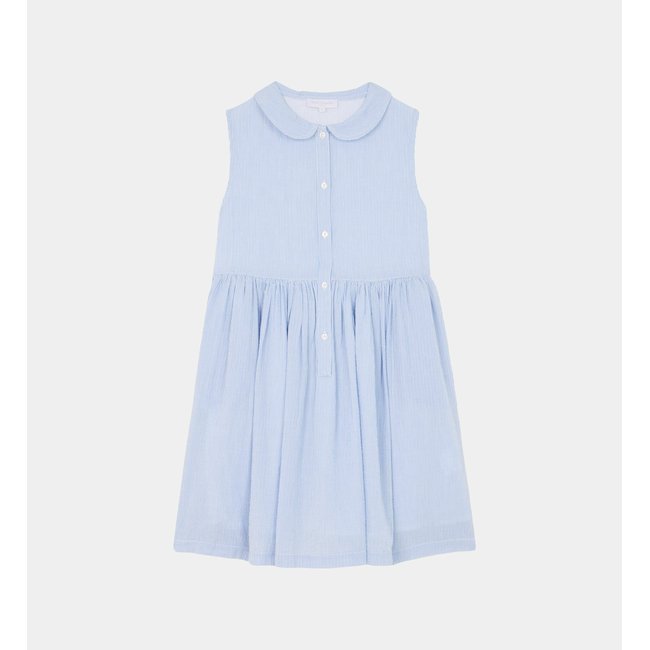 Robe Droite Sans Manches Altesse Rayures Coton Bio bleu <span itemprop=