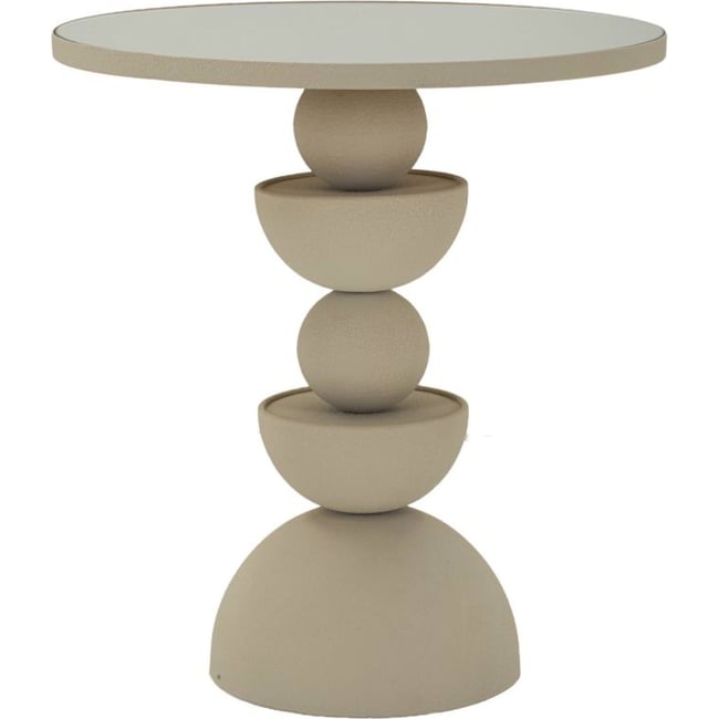 Table d'appoint en fer plateau miroir MODERN Couleur crème <span itemprop=