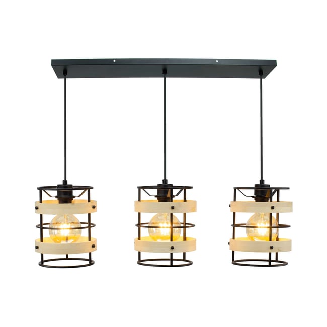 Suspension en bambou et métal, ARTONE Couleur noir et naturel <span itemprop=