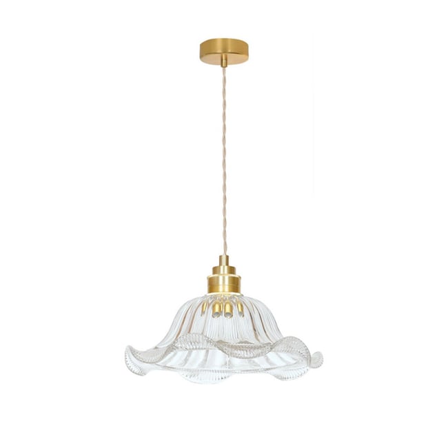 Suspension rétro dorée et verre transparent Jeanne Couleur transparent <span itemprop=