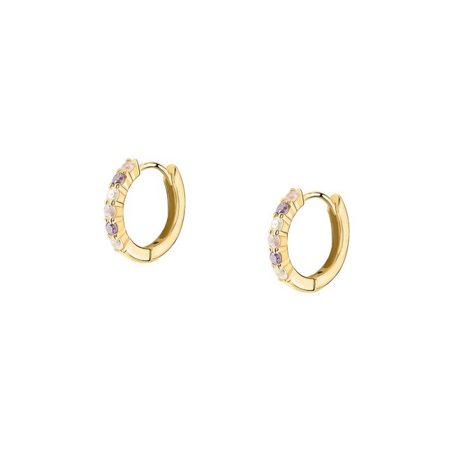Créoles en argent 925 et oxyde de zirconium or <span itemprop=