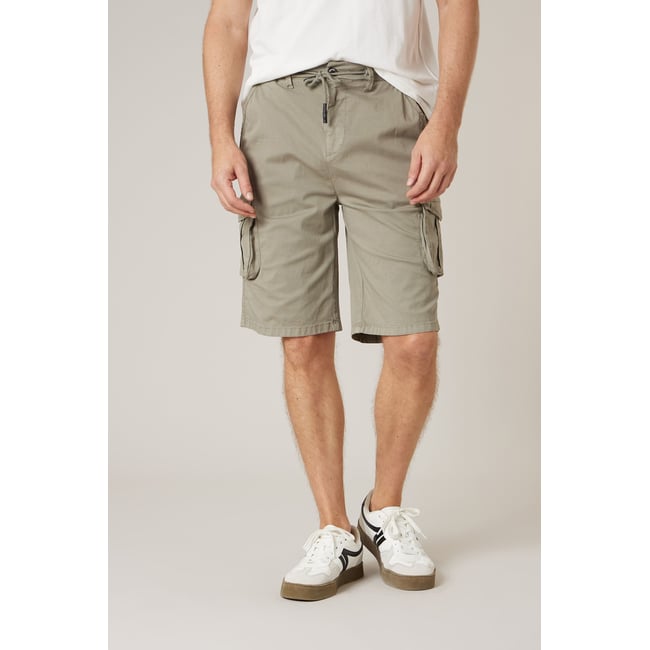 Bermuda cargo homme en coton stretch BASIMI light khaki <span itemprop=