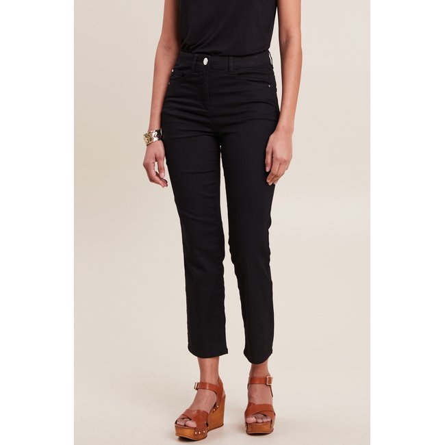 Pantalon droit taille haute 7/8ème noir <span itemprop=