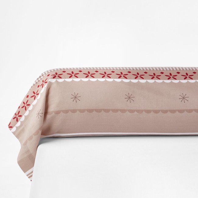 Nackenrollenbezug Tyrol aus Baumwolle beige/rot <span itemprop=