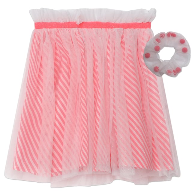 Jupon en tulle et chouchou ecru rose <span itemprop=