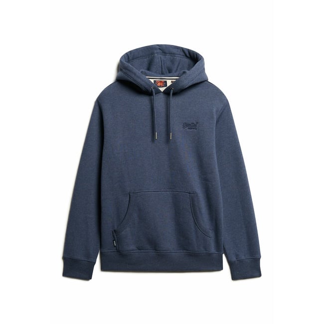 Sweat à capuche à logo Essential bleu marine chiné <span itemprop=
