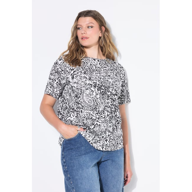 T-shirt oversize, imprimé cachemire blanc cassé <span itemprop=
