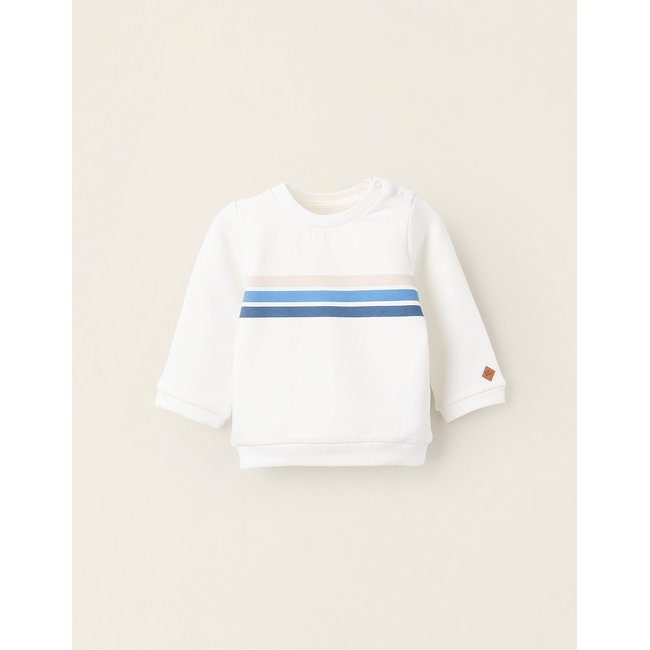 Sweat Gratté à Rayures blanc <span itemprop=