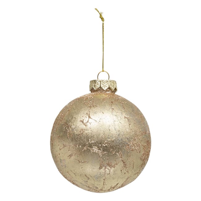Boule effet métal D.10 cm Couleur doré <span itemprop=
