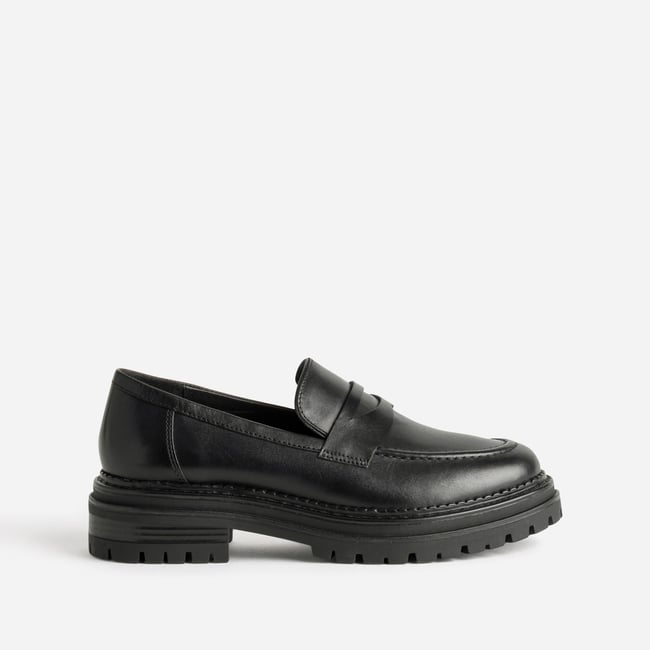 Mocassin en cuir JAHINO. noir <span itemprop=