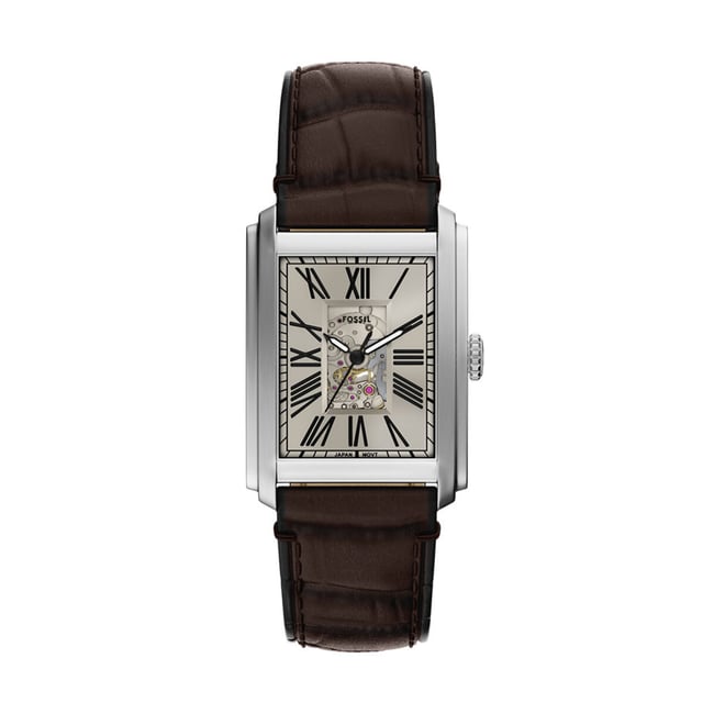 Montre Analogique  CARRAWAY argenté beige marron foncé <span itemprop=
