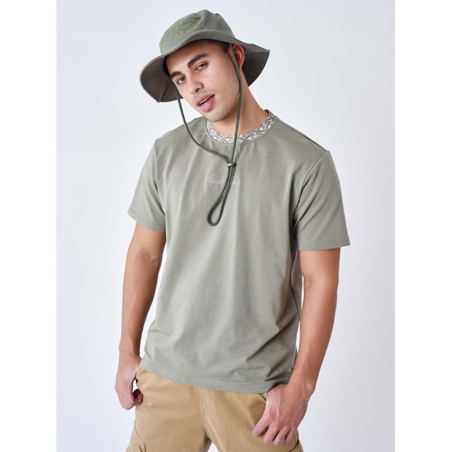 T-shirt classique col Graphic Gaze khaki clair <span itemprop=