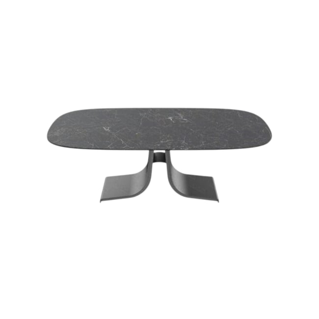 Table basse céramique grise marbrée pied ouvert LIGURIE Couleur anthracite <span itemprop=