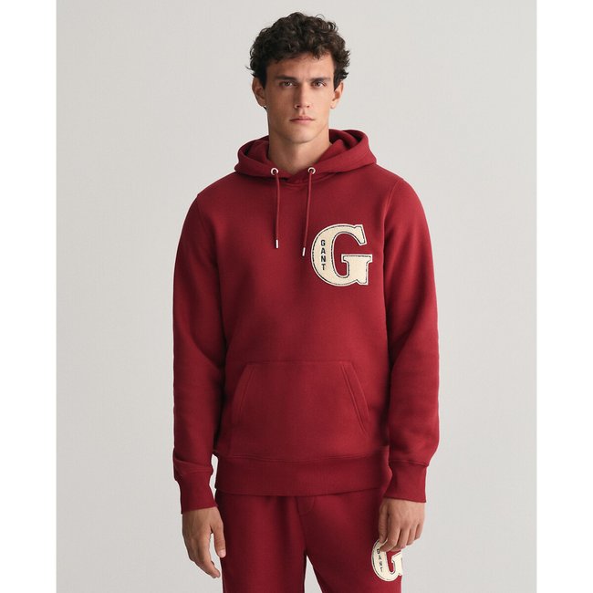 Sweat fermé à capuche bordeaux <span itemprop=