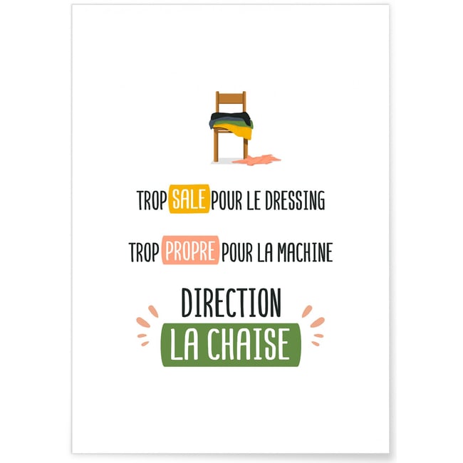 Affiche Direction la chaise Couleur blanc <span itemprop=
