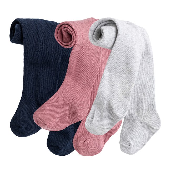 Confezione da 3 paia di collant grigio + blu + rosa LA REDOUTE COLLECTIONS