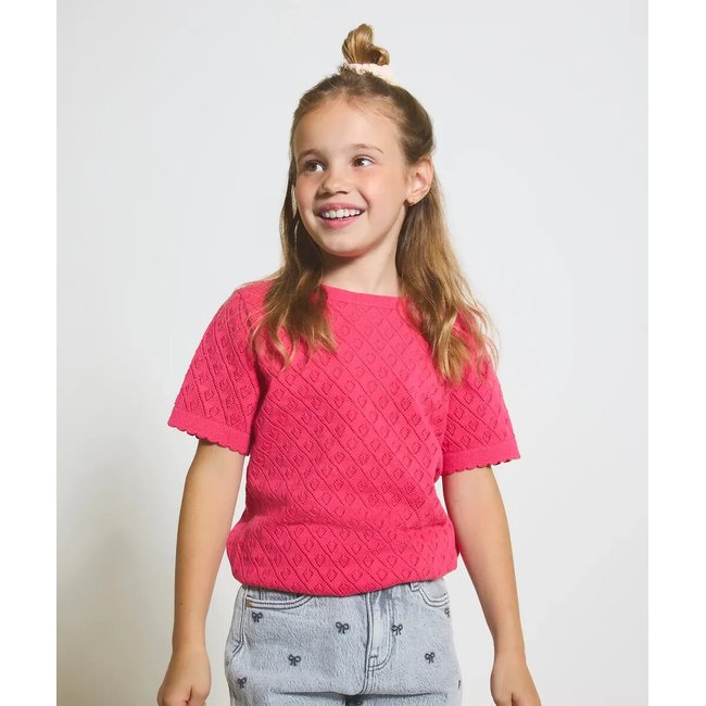 Maglia traforata, cotone biologico rosa TAPE A L'OEIL