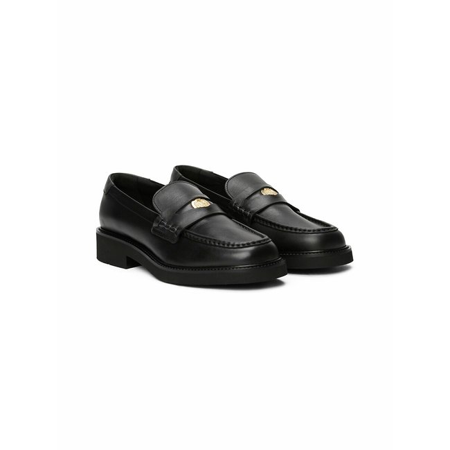 Mocassins en cuir Penny Loafer noir <span itemprop=